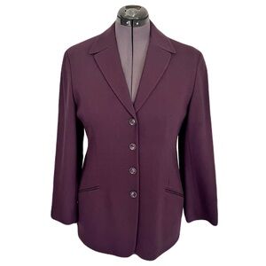 Vintage Sahza Plum Purple 100% Wool Blazer, Size 10